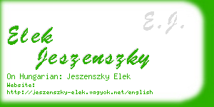 elek jeszenszky business card